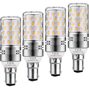 Cheng-Yiun Led B15 De Maïs Bulbs12w, 100w Incandescent Équivalent, 1200lm, Blanc Chaud 3000k Ampoules Chandelier, Bougie Décorative Culot B15, Lampe Led Non Graduables, Pack 4 - Neuf
