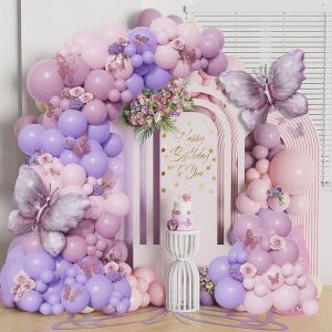 KALANKA-Papillon Ballon Guirlande Kit, 112 Pièces Kit Arche Ballon Anniversaire Rose Violet, Kit Anniversaire Fille Ballon Papillon pour Baby Shower, Mariage, Decoration Anniversaire de Feste - Neuf