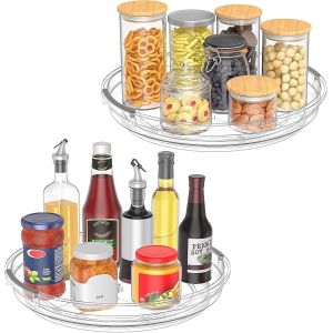 Eryi-2 Pcs Plateau Tournant Frigo, 23.5cm Plateau Tournant Epices, 360° Plateau Tournant Placard Cuisine, Plateau Tournant Cuisine Rotative Pour Epices, Bouteille, Cosmétique, Fruit - Neuf