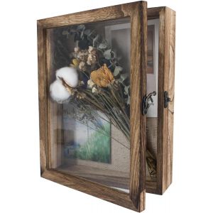 CMWX-Cadre Photo 20x25 3D Profond Brun Fabriqu&eacute; &agrave; la Main avec Verre Cadre Bo&icirc;te en Bois Ombrag&eacute; Pour M&eacute;dailles, Billets - Neuf