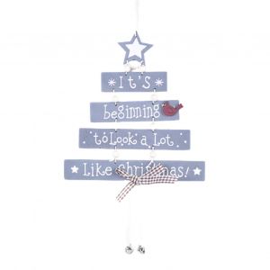 No&euml;l En Bois D'Ornement Avec Des Cloches &Agrave; L'Arbre De No&euml;l En Forme De Lettre Pendaison - Neuf