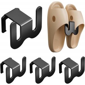 Tianyi-4 Pi&egrave;ce Support Mural Pour Pantoufles,Supports &Agrave; Chaussures Muraux,Range Chaussure Sans Per&ccedil;age,&Eacute;tag&egrave;re &Agrave; Chaussures &Agrave; Suspendre, Pour Salle De Bain, Salon, Couloir (Noir) - Neuf
