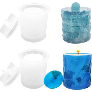 2pi&egrave;ces Moule Resine Epoxy En Silicone Moule &Agrave; Bougie Moules En Pl&acirc;tre &Agrave; Bocal Avec Couvercle - Neuf