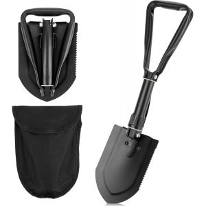 ERYI-Pelle Multifonction, Pelle Pliante Portable 58Cm, Pelle Pliante Multifonctionnelle Pour Couper Branches, Camping, Jardinage, Voiture D'Urgence, Sac À Dos, Randonnée, Pêche, Tranchées - Noir - Neuf