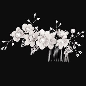 Kal-Accessoires Pour Cheveux De Demoiselle D'honneur, Peignes Latéraux Pour Cheveux De Mariage, Pièces De Cheveux De Mariée, Épingles À Cheveux À Fleurs Pour Femmes De Mariage (Blanc) - Neuf