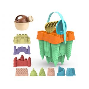 Ensemble De 14 Jouets De Plage Pour Ch&acirc;teau De Sable Avec Seau Et Pelles - Neuf