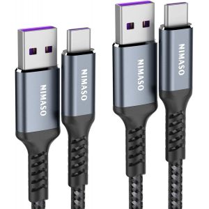 Thef-Câble Usb Type C 5a [Lot De 2/2m+2m], Supercharge 40w Compatible Avec Huawei P30/P20/Mate 20/10 Pro, P10 Plus, Mate 9 Pro, Honor Note 10/10 - Neuf