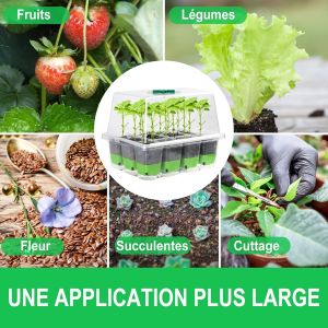 KALANKA-Mini Serre pour Semis 72 Cellules - Plateau de Culture en Silicone 3mm, Serre Intérieur avec Dôme Transparent 8.4cm, Bac à Semis Réutilisable Jardinage (6 Pcs) - Neuf