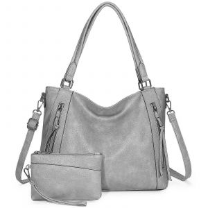 Femmes en Cuir Hobo Sac &agrave; main, Gris Vintage Poign&eacute;e d'&Eacute;paule de Sac Pour les Femmes - Neuf