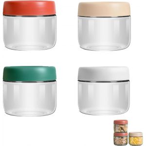 4 Pi&egrave;ces Pot En Verre, Bo&icirc;tes De C&eacute;r&eacute;ales, Adapt&eacute;es Pour Conserver C&eacute;r&eacute;ales, Salades, Confitures, Condiments, Etc(300 Ml) - Neuf