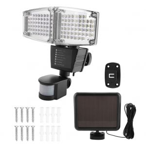 Hjlian Applique Murale D'exterieur A 100 Led A Energie Solaire, Detecteur De Mouvement Corporel, Eclairage De Jardin - Neuf