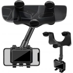 Kalanka-Support Telephone Voiture Rétroviseur, Porte Telephone Voiture, 360° Rotation Accroche Telephone Voiture, Socles De Téléphone Portable Pour Automobile Pour Smartphone De 4 À 7 Pouces - Neuf