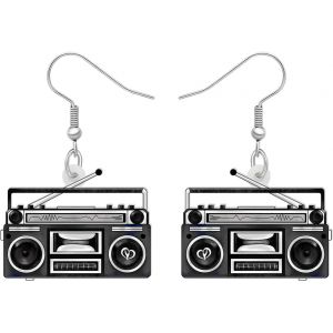 Kal-Acrylic Fun Vintage Boucles D'oreilles Cassette Tape Radio Bijoux Rétro Pour Femmes Filles 80s 90s Cadeaux Nostalgiques Fête Favors - Neuf