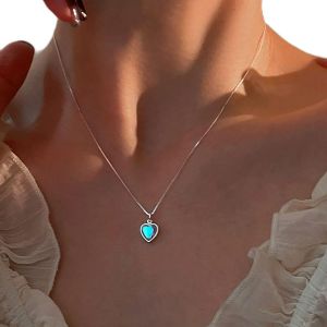 Kal-Collier Pendentif Coeur Opale Collier Coeur Cristal Argent Collier Tour De Cou Coeur Coeur Pierre De Lune Collier Boite Chaine Collier Pierre De Naissance Bijoux Pour Femmes Et Adolescentes - Neuf