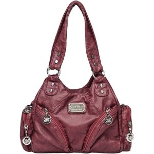 City Bag Sac &agrave; main vintage en cuir souple Hobo Bag Petit sac &agrave; bandouli&egrave;re &agrave; plusieurs compartiments Sac en cuir pour femme Sac &agrave; main r&eacute;tro Sac &agrave; bandouli&egrave;re Femmes pour maman Style punk - Neuf