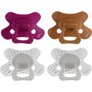 T&eacute;tine 18 Mois Et Plus- Sucette Naissance Avec T&eacute;tine Silicone-18+-Facile &Agrave; Accepter-Un Apport Optimal D'air-Tutute B&eacute;b&eacute; 18-36 Mois-M&ucirc;re Sauvage & Cannelle-4 Pi&egrave;ces - Neuf