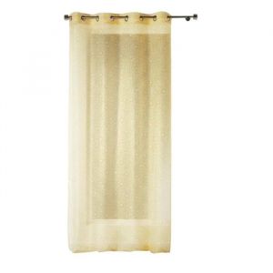 Panneau Rideau Voile - Collection Tunis - 140 X 240 Cm - Jaune Uni - 8 ?illets M&eacute;tal &Oslash; 4,5 Cm - Neuf