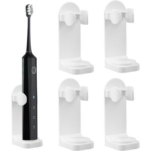 KALANKA-4 Pcs Support Brosse a Dent Electrique, Support Adh&eacute;sif R&eacute;glable Puissant pour Brosses &agrave; Dents &Eacute;lectriques, Fixation Murale Pratique, Convient &agrave; la Plupart des Mod&egrave;les - Neuf