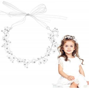 Kal-Serre Tete Fille Accessoire Cheveux Mariage De Demoiselle D'honneur Bandeaux De Perles Pour Mariages Fêtes Princesses Demoiselles D'honneur Couronne Fleur Perle Bandeau Cheveux Enfant - Neuf