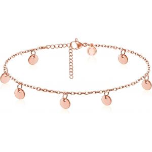 Cmjaagur-Day.Berlin Anklet For Women Sun 18k Gold Plated 22cm + 5cm Stainless Steel Waterproof Adjustable Ankle Bracelet With Pads (5mm) Ankle Jewelry For Women[M852] - Neuf