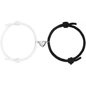 Kal-Bracelet De Couple Magnétiques, Ensemble Bracelet De Couple Bracelet Aimanté Réglable Bracelet D'amitié Attraction Mutuelle Tressé Corde Bracelet Couple Pour Meilleurs Amis, Copines, Soeurs - Neuf
