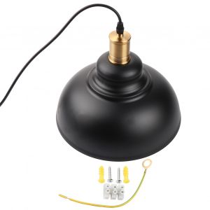 Hjlian Suspension Cache-Pot De Style Industriel Moderne Pour Salle A Manger, Bureau, Plafonnier Decoratif, Diametre 30 Cm, Noir Mat - Neuf