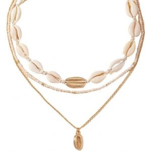 Collier Femme Bijoux En Acier Inoxydable,Cha&icirc;ne Or Et Argent,Sautoir Long Avec Coquillages,Collier Mode Pour Toutes Occasions - Neuf