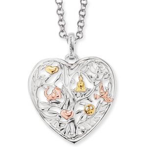 Arbre De La Vie En Forme De C?ur Collier Avec Pendentif Pour Femmes Tricolore Rhodium Rose Jaune Or Plaqu&eacute; 925-Sterling Argent Longueur 50 Cm (19,69 Po) - Neuf