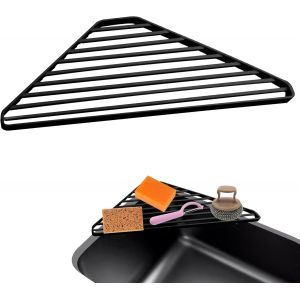 Kalanka-Egouttoir Evier &Eacute;gouttoir Enroulable, Coin D'&eacute;vier Triangulaire Egoutoire Vaisselle, Fonte Une Pi&egrave;ce Seche Vaisselle Sur Evier Robuste Et Durable, Pour La Cuisine Tasses Fruits L&eacute;gumes, Noir - Neuf