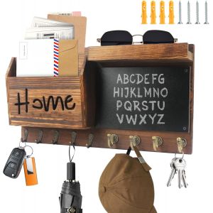 Plaque &agrave; cl&eacute;s en bois avec &eacute;tag&egrave;re, grande planche &agrave; cl&eacute;s - 40 x 22 cm, armoire &agrave; cl&eacute;s vintage avec 9 crochets &agrave; cl&eacute;s, porte-lettres, porte-manteau mural, personnalis&eacute;, tableau - Neuf