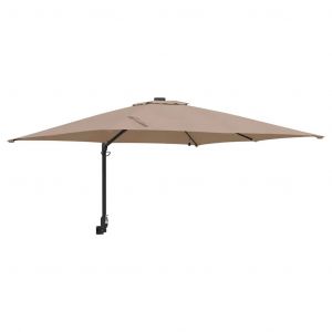 Parasol De Jardin Inclinable Moderne 248,5 X 247,5 X 160 Cm Avec &Eacute;clairage Led En Polyester Taupe Helloshop26 02_0058653 - Neuf