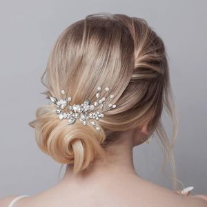 Kal-Bijoux De Mariée, Mariée Coiffe Mariage Pinces À Cheveux Cristal Épingles À Cheveux Vignes Fleur Feuille Perle Accessoires Pour Cheveux Pour Mariée - Argent - Neuf
