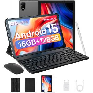 KALWS-U10 (2025) Tablette Android 15,Tablette 10 Pouces 16Go Ram+128Go Rom(2To Tf),Gms Tablette Tactile,Wifi 6,Widevine L1,5060Mah,Bt 5.0,2 En 1 Tablette Avec Clavier Sourisgris - Neuf