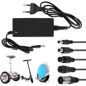 Chargeur Trottinette Électrique, 42v 2a Chargeur De Batterie Au Li-On Adaptateur Câble De Chargeur Universel Avec 5 Connecteur Pour Vélo Électrique, Scooter, Vélo D'équilibre - Neuf