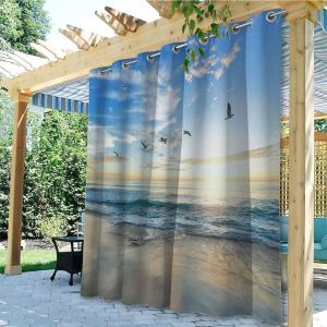 Mevronisshop-Mise À Niveau Rideaux D'extérieur, Vue Mer À Couper Le Souffle 3d Printed Rideau Occultant Isolant Thermiques Pour Pergola, Rideau Exterieur Imperméable Pour Cabanon Jardin,2 Panneau 132 - Neuf