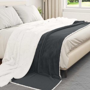 Vidaxl Jet&eacute; Gris Fonc&eacute; 240 X 270 Cm Toison - Neuf