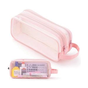 Grille Maille Trousse 2 Compartiments Stylo Sac Clair Crayon Pochette Transparent Trousse De Maquillage Pour Adolescent Stud - Neuf