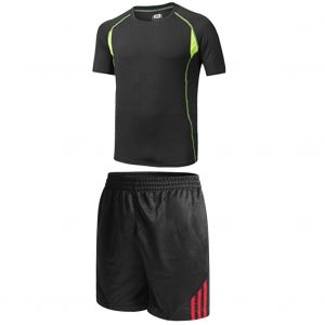 Survetement De Sport Pour Homme, Respirant, Manches Courtes, Short Elastique, Ete (Noir, Taille 2xl) - Neuf