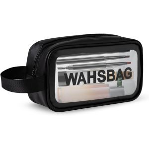 MAA-Trousse de toilette imperméable, trousse de toilette transparente pour femme pour voyage, trousse de maquillage en PVC avec poignée, petite trousse de toilette de voyage portable pour femmes et f - Neuf