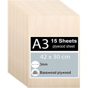 10 Pi&egrave;ces Contreplaqu&eacute; 3mm, Feuilles De Bois De Tilleul 42 X 30cm, Panneau Feuille D&eacute;coupe Laser, Planche Bois Pour Pyrogravure, Gravure, Projet De Bricolage, Maquette - Neuf