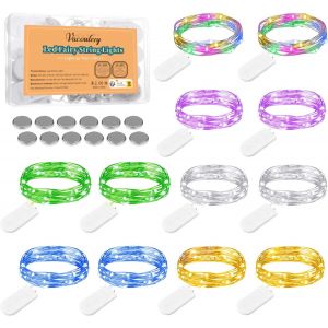 Kalanka-Guirlande Lumineuse Led, Lot De 12 Guirlandes Lumineuses Led &Agrave; Piles 2m 20led &Eacute;tanche Girlande De Lumi&egrave;re D&eacute;coration Pour No&euml;l Terrasse Pelouse (6 Couleurs) - Neuf