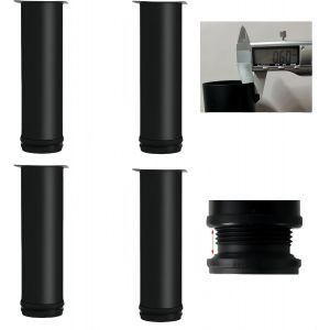 4 Pied de Meuble Réglable en Acier Inoxydable,Anti-Rouille,Pied Reglable pour Meuble (0-15mm),Base en Fonte et ABS,Charge Renforcée - pour TV,Table,Cuisine, Salle de Bains (Noir,6cm) - Neuf
