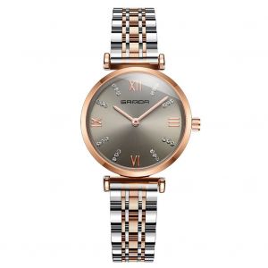Montre A Quartz Sanda Avec Strass Et Bracelet En Acier Inoxydable (Gris Or Rose) - Neuf
