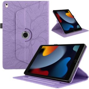 Kal-Coque Pour Ipad 10.2U201d 9&egrave;me G&eacute;n&eacute;ration 2021 / 8&egrave;me G&eacute;n 2020 / 7&egrave;me G&eacute;n 2019, Etui Premium Cuir Pu Rotatif &Agrave; 360 Antichoc Degr&eacute;s Flip Case Cover Fonction Support Housse - Violet - Neuf