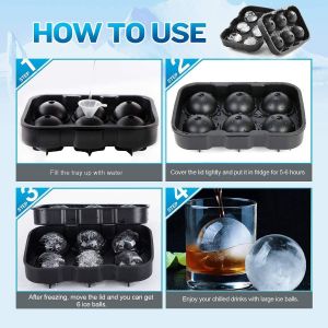 Tianyi-Giant Ice Cube Plateau Rond, 2 Paquets De Moule À Glaçons Xxl En Silicone Avec Manivelle Et Entonnoir, Sans Bpa Et Approuvé Par La Fda, Noir, Pour Whisky, Cocktails Et Aliments Pour Bébés - Neuf