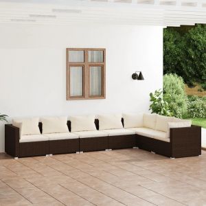 Prolenta Premium - Salon De Jardin 7 Pcs Avec Coussins R&eacute;sine Tress&eacute;e Marron - Neuf
