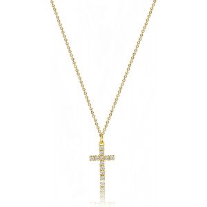 Tianyi-Collier Avec Croix Pour Femme Collier Croix Plaqu&eacute; Or 14 Carats Croix Avec Zircon Cubique Pour Femmes Chretien Bijoux En Or Cadeau Pour Femme - Neuf