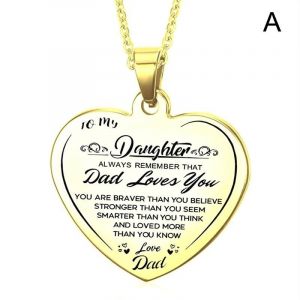 Collier &Agrave; Ma Fille En Acier Inoxydable Personnalis&eacute; P&ecirc;che Coeur Pendentif Cha&icirc;nes Collier D'anniversaire Cadeau Pour Fille Or,A - Neuf