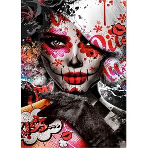 Ayuhr-/30x40cm Diamond Painting Kits Abstrait,Broderie Diamant Complet Gothique,Diy 5d Puzzle Diamant Graffiti,Enfant Crystal Art Mur Décor,Femme Aux Cheveux Blancs - Neuf