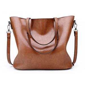 Sac fourre-tout marron pour femme, sac à main vintage en cuir souple, grande capacité, bandoulière - Neuf